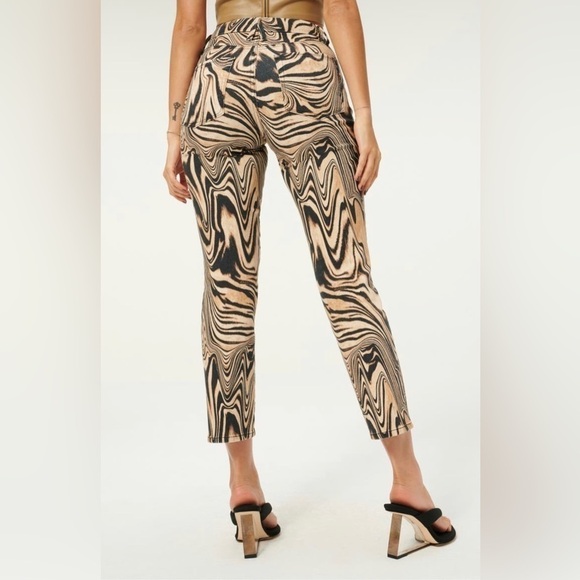 GOOD AMERICAN Good Classic Natural swirl print jeans 00/24 NWT - Picture 2 of 8
